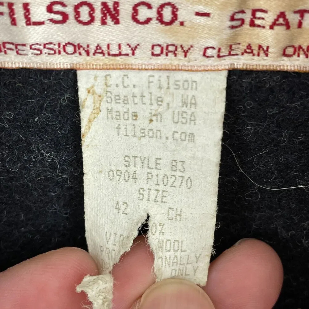 Vintage CC Filson Wool Double Packer Mackinaw Mens 42 Charcoal Excellent c151 - Picture 3 of 10
